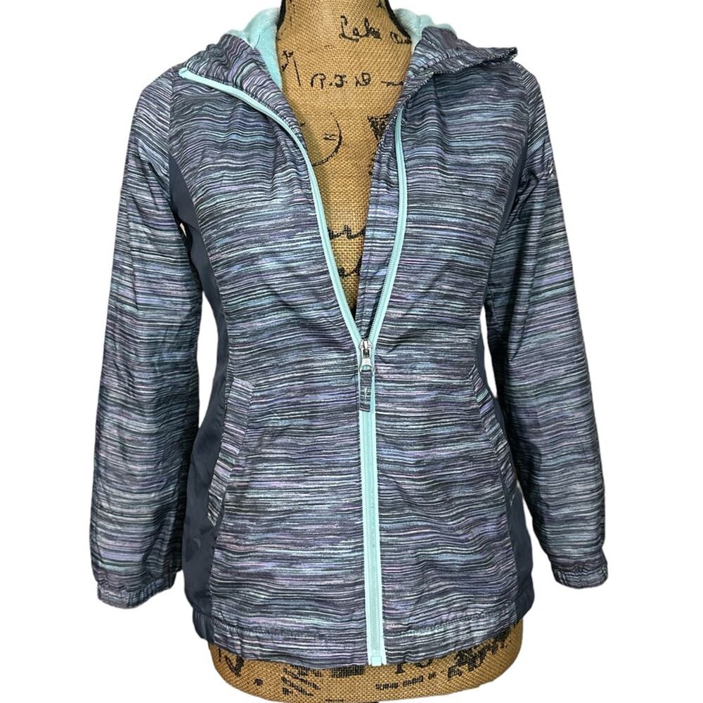 Girl's Free Country Striped‎ Light Zip Up Jacket size Medium 10/12